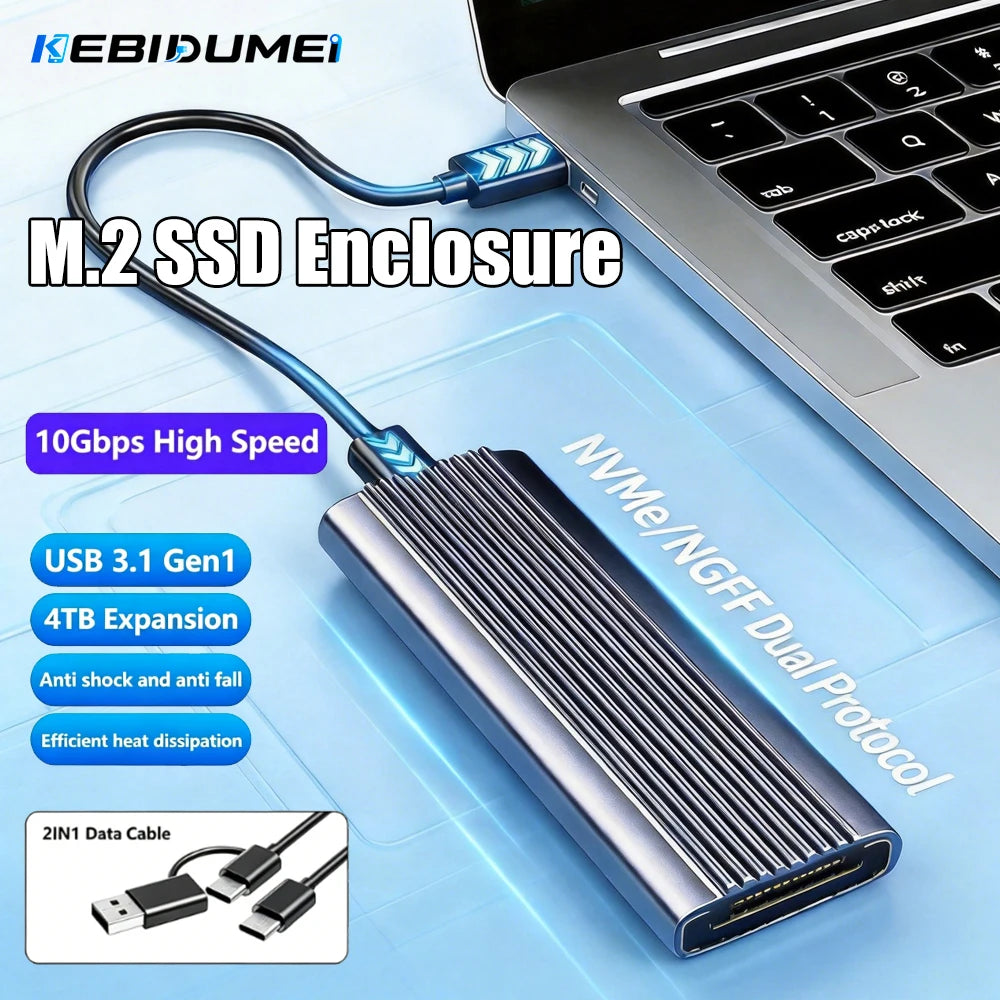 M.2 NVMe SATA SSD Enclosure Type-C 10Gbps Aluminum 4TB SSD Enclosure Babs