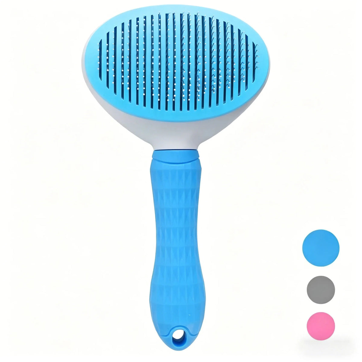 Self-Cleaning Slicker Brush for Dogs & Cats | Non-Slip Handle Pet Grooming Brush Babs bule