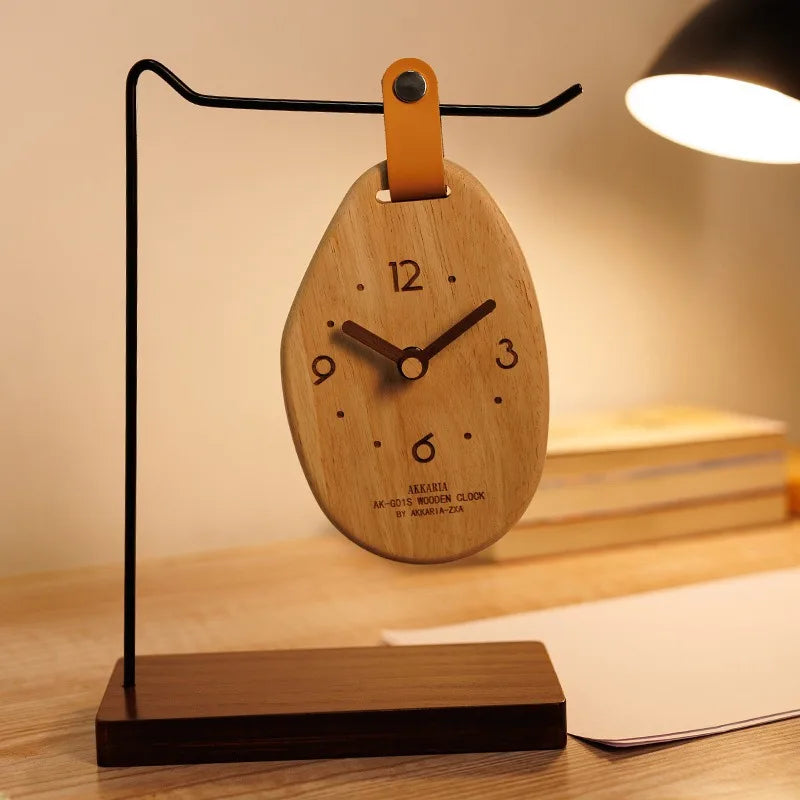 Solid Wood Desk Clock – Silent Quartz Minimalist Table Clock Wood Table Clock Babs