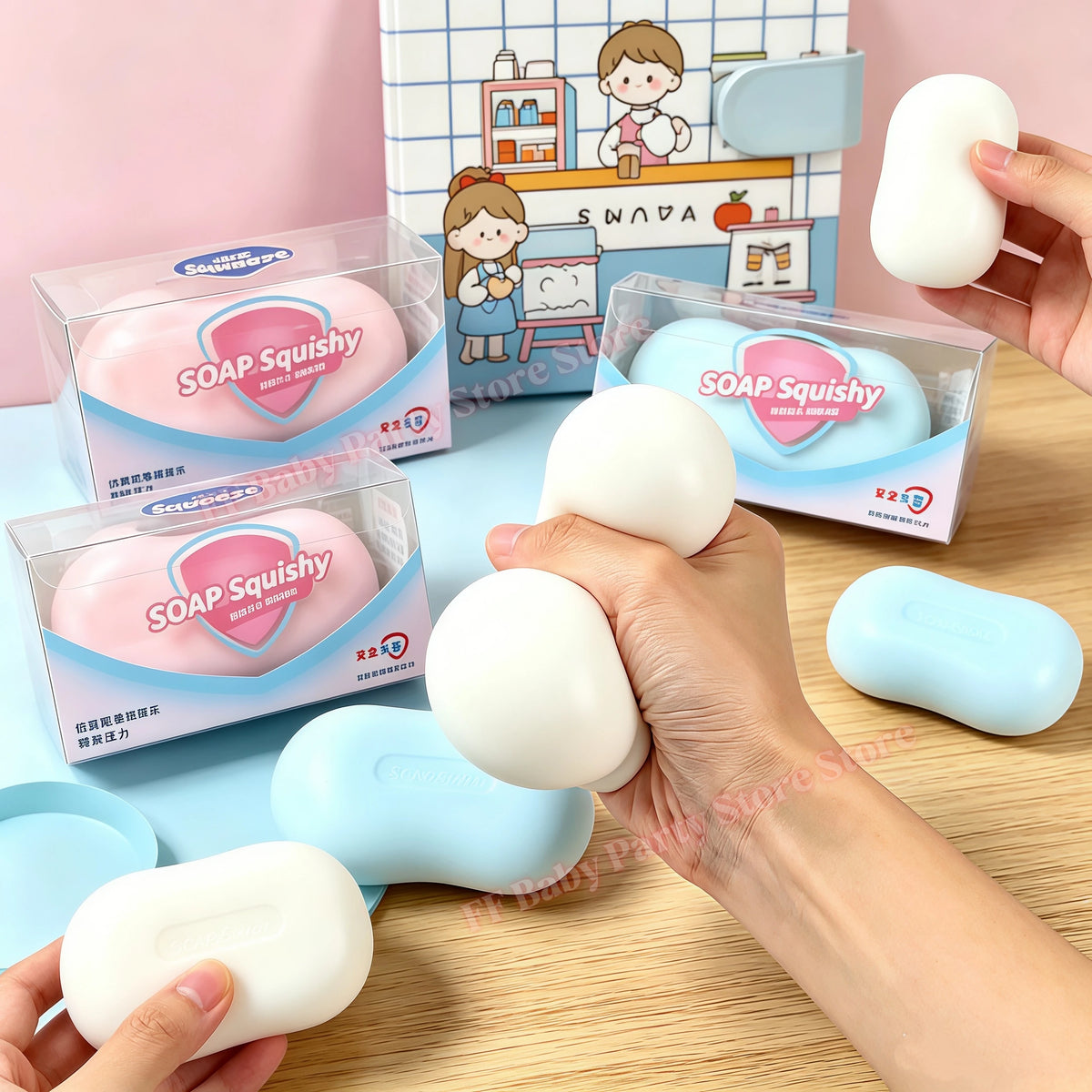 Squishy Soap Slow Rebound Fidget Toy – ASMR Squeeze Gift Squishy Fidget Toy Babs