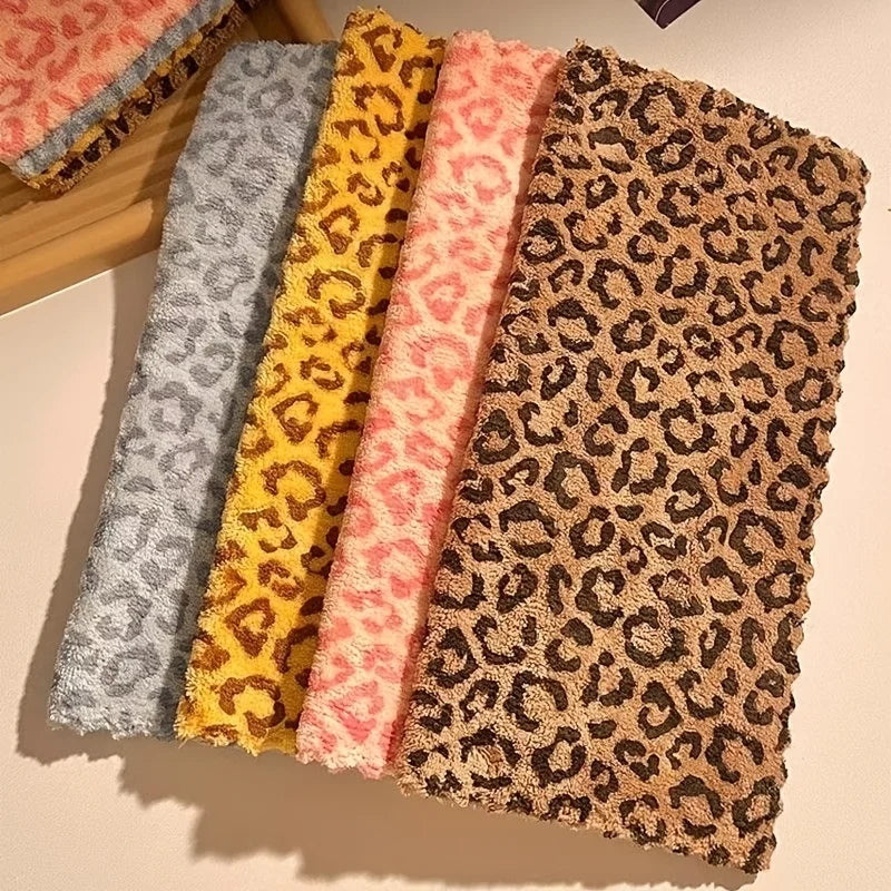 4-Pack Leopard Print Coral Fleece Cleaning Cloths | Absorbent Cleaning Cloths Babs MULTI 4pcs