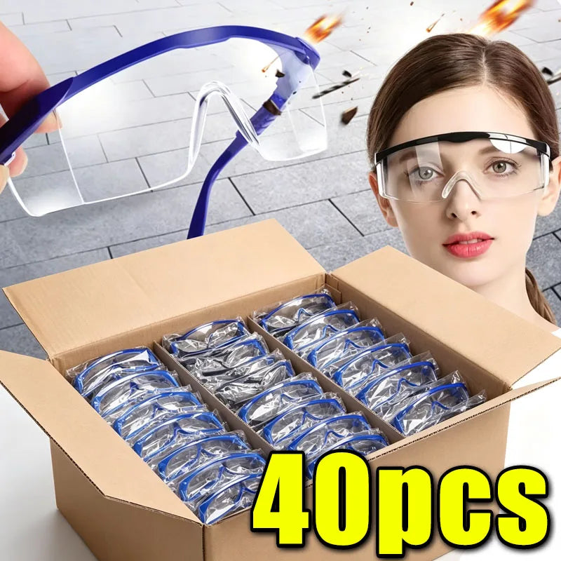 40-Pack Safety Goggles – Anti-Fog, Dustproof & Windproof Safety Goggles Babs