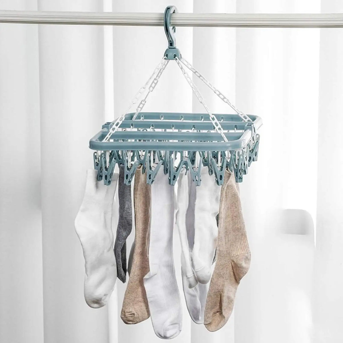 32-Clip Laundry Drying Hanger for Socks & Underwear Laundry Drying Rack Babs