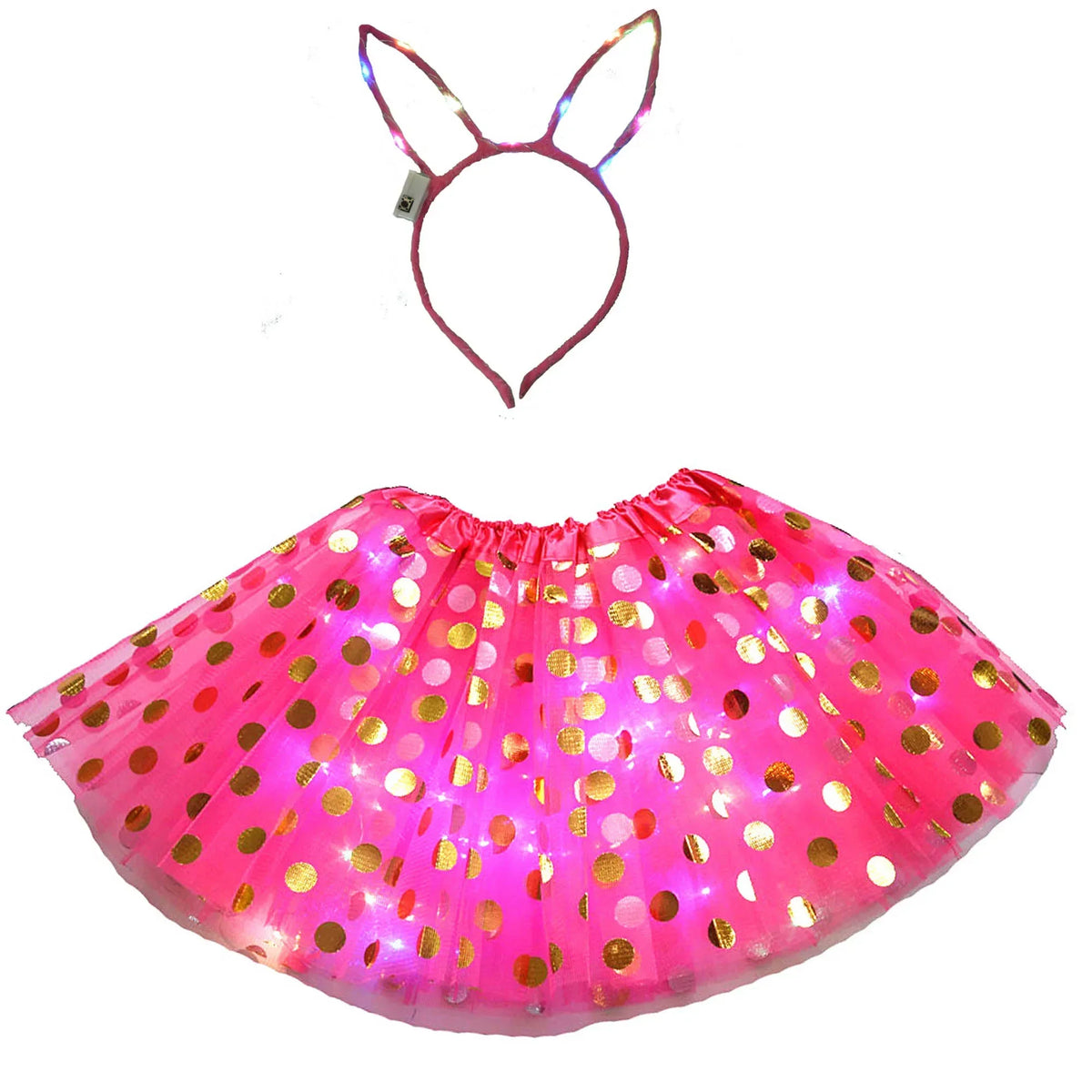LED Light-Up Princess Tutu Skirt & Bunny Headband Set LED Costume Set Babs 23 for 2-8 years girls