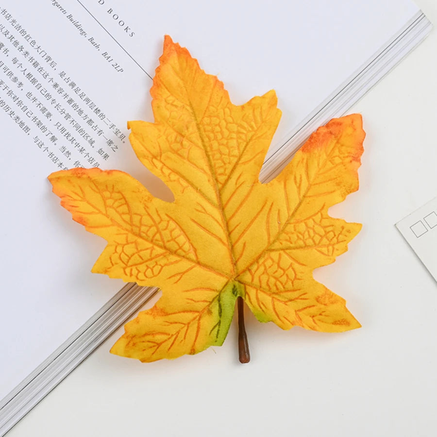 Silk Maple Leaves Artificial Fall Decor – 20 or 40 Pcs Set Artificial Silk Leaves Babs Gold 20 pcs