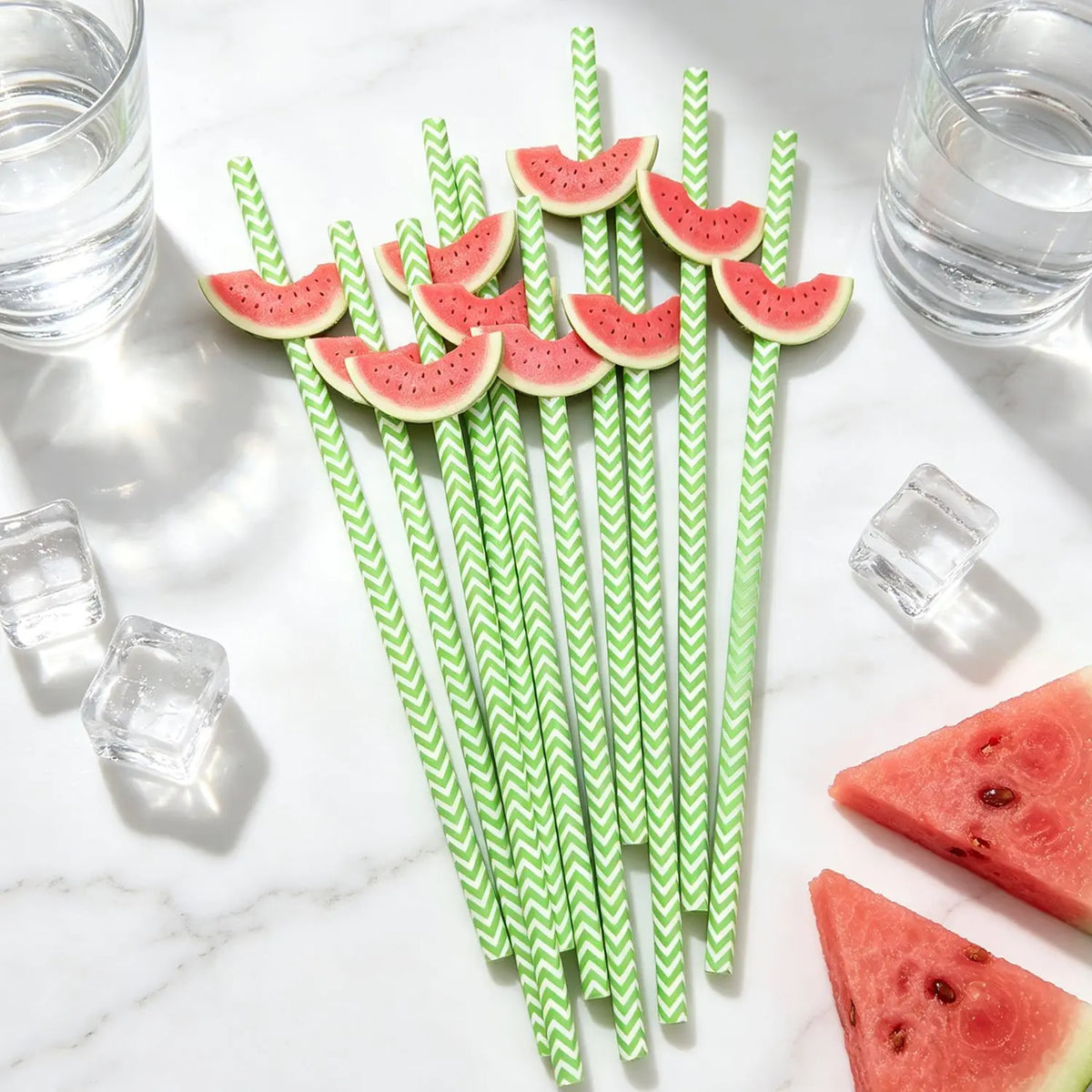Watermelon Paper Straws – Disposable Party Straws 10/20/50 Pack Disposable Party Straws Babs