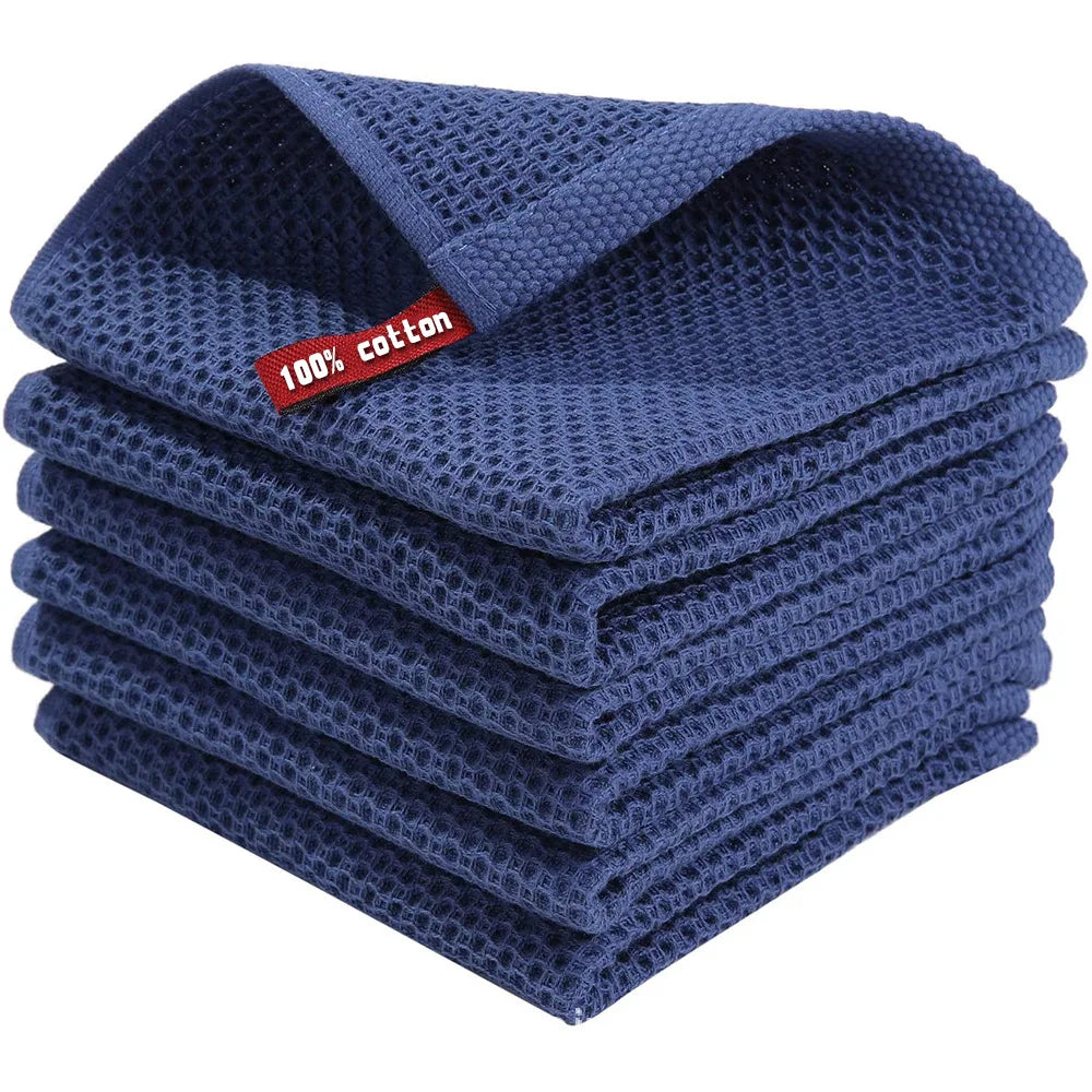 100% Cotton Waffle Weave Dish Cloths – Soft & Absorbent Pack Kitchen Dish Cloths Babs Blue 4PCS