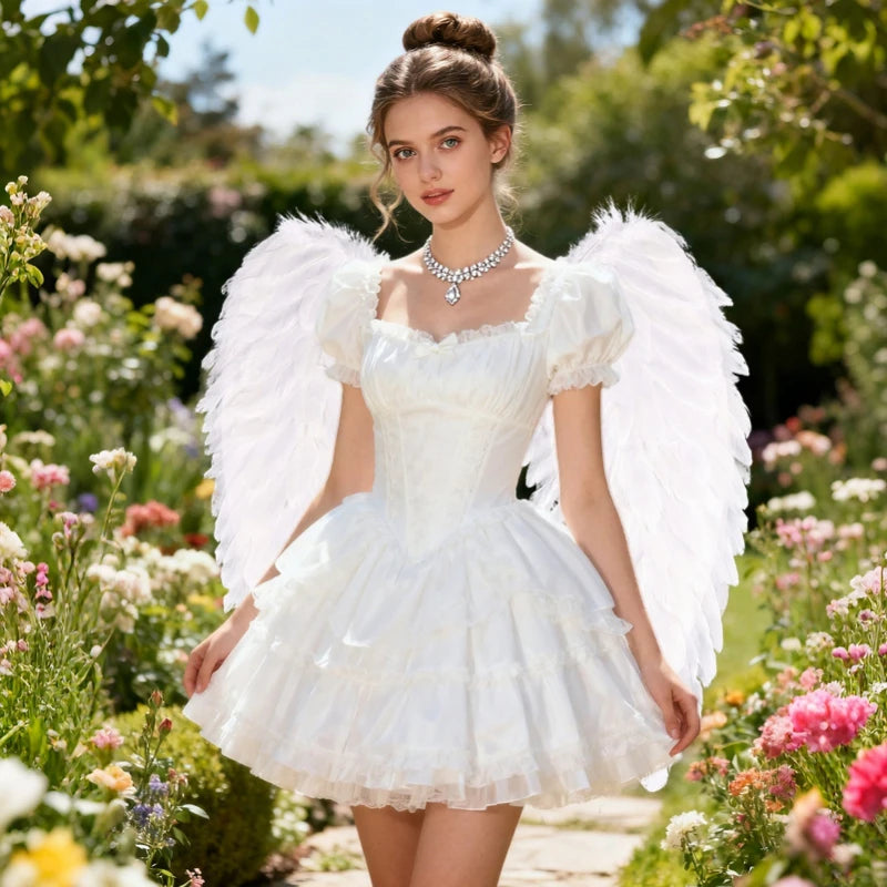 Angel Feather Wings Halloween Party Costume Props – Black & White Costume Wing Props Babs