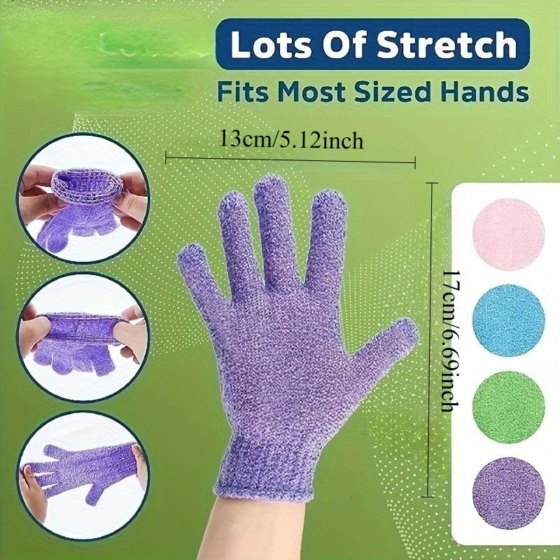 Double-Sided Exfoliating Bath Gloves – 5-Finger Shower Scrub Exfoliating Bath Gloves Babs