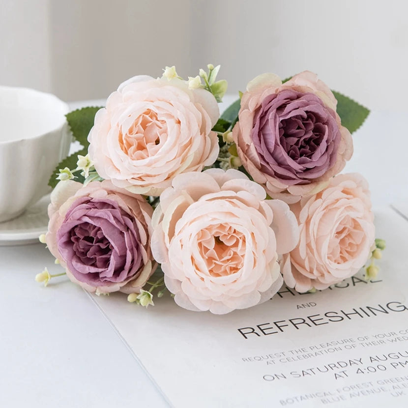Silk Peony Artificial Flowers for Wedding & Home Décor Artificial Silk Flowers Babs Light Grey 1pc