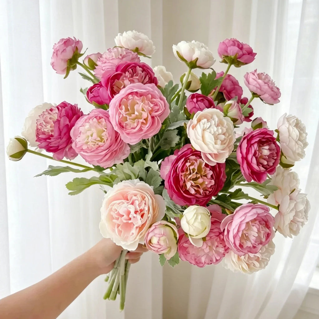 3-Head Artificial Silk Peony Bouquet – Wedding & Home Decor Artificial Flower Bouquet Babs