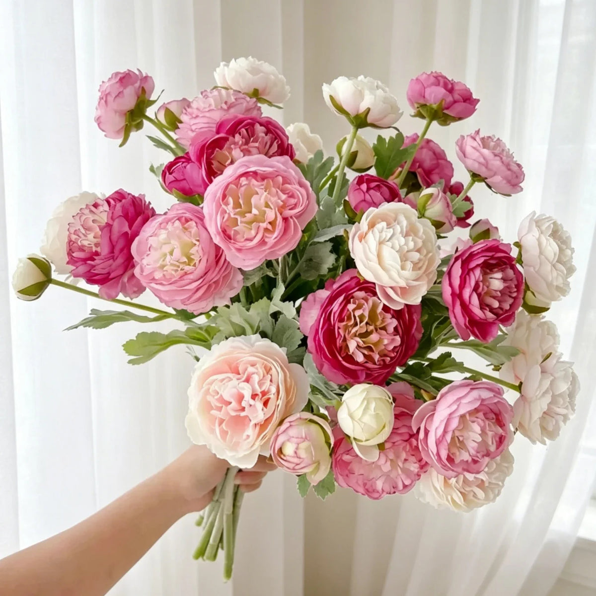 3-Head Artificial Silk Peony Bouquet – Wedding & Home Decor Artificial Flower Bouquet Babs