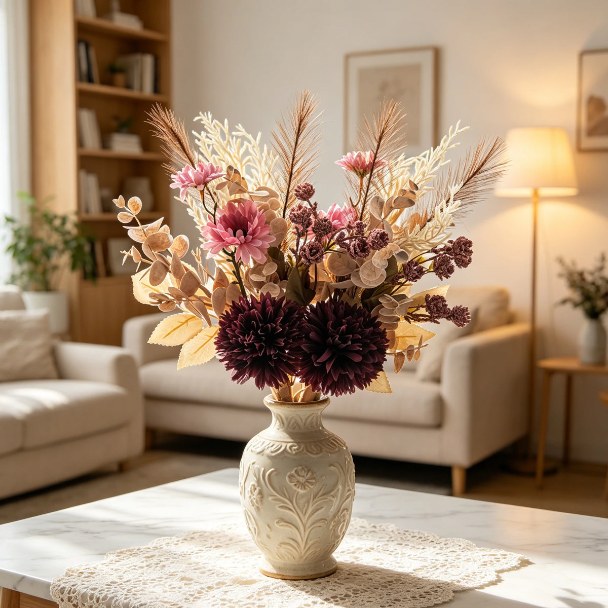 Silk Chrysanthemum Artificial Flowers – Wedding & Home Décor Artificial Flower Bouquet Babs
