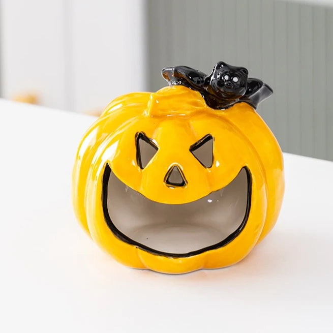 Halloween Ceramic Ghost Candlestick – Pumpkin Bat Candle Holder Ceramic Candle Holder Babs D 1PC