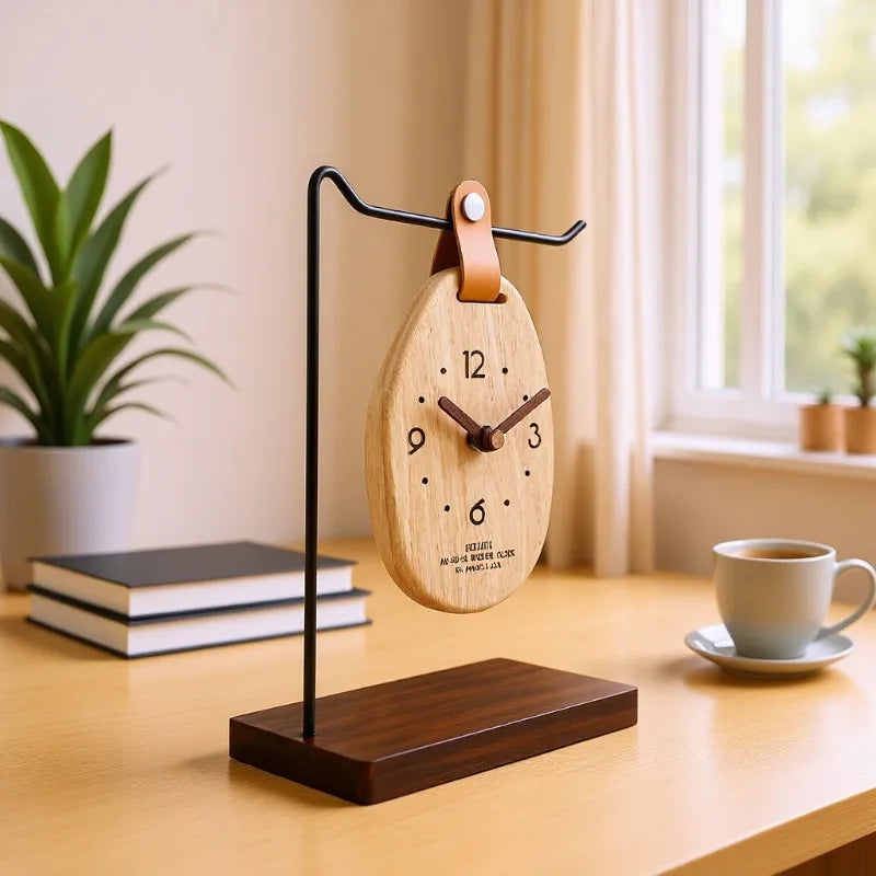 Solid Wood Desk Clock – Silent Quartz Minimalist Table Clock Wood Table Clock Babs