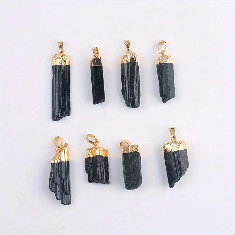 Natural Black Tourmaline Raw Stone DIY Necklace Pendant Raw Stone Pendant Babs