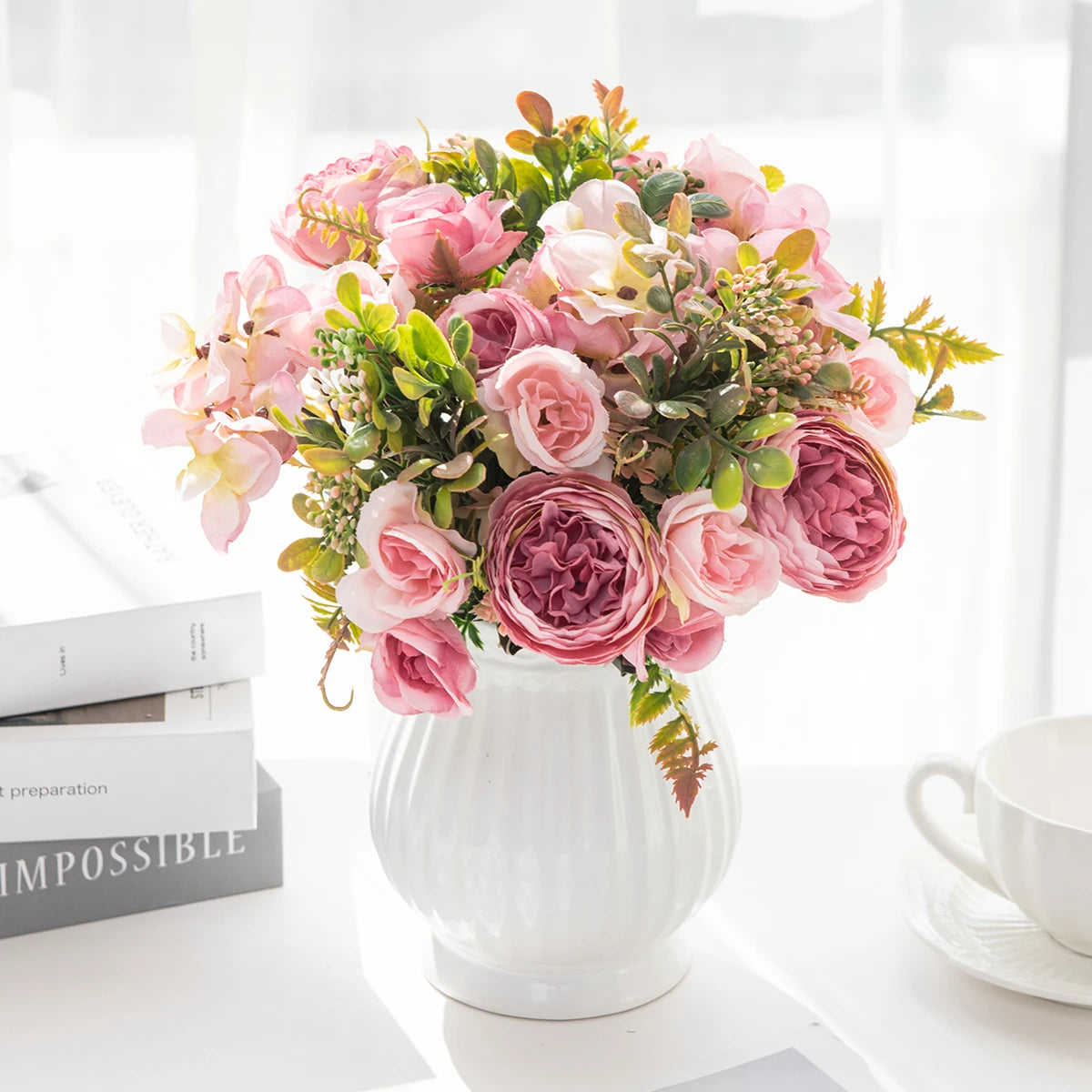 Artificial Silk Peony Bouquet – Wedding & Home Décor Flowers Artificial Silk Flowers Babs
