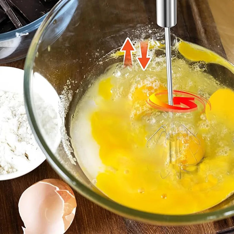 Stainless Steel Semi-Automatic Egg Beater & Manual Whisk Manual Egg Beater Babs