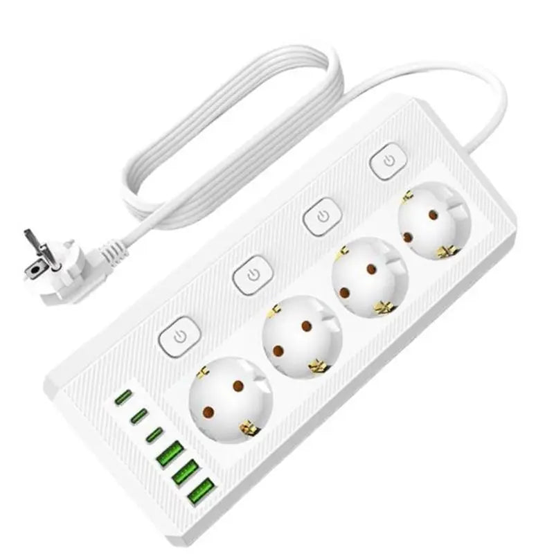 Desktop Corner Power Strip 6 Outlets 4 USB Ports EU Plug Desktop Power Strip Babs White