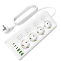 Desktop Corner Power Strip 6 Outlets 4 USB Ports EU Plug Desktop Power Strip Babs White
