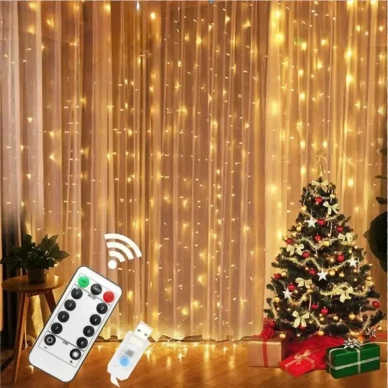 USB LED Curtain Fairy Lights with Remote – 6x3M / 3x3M LED Curtain Lights Babs