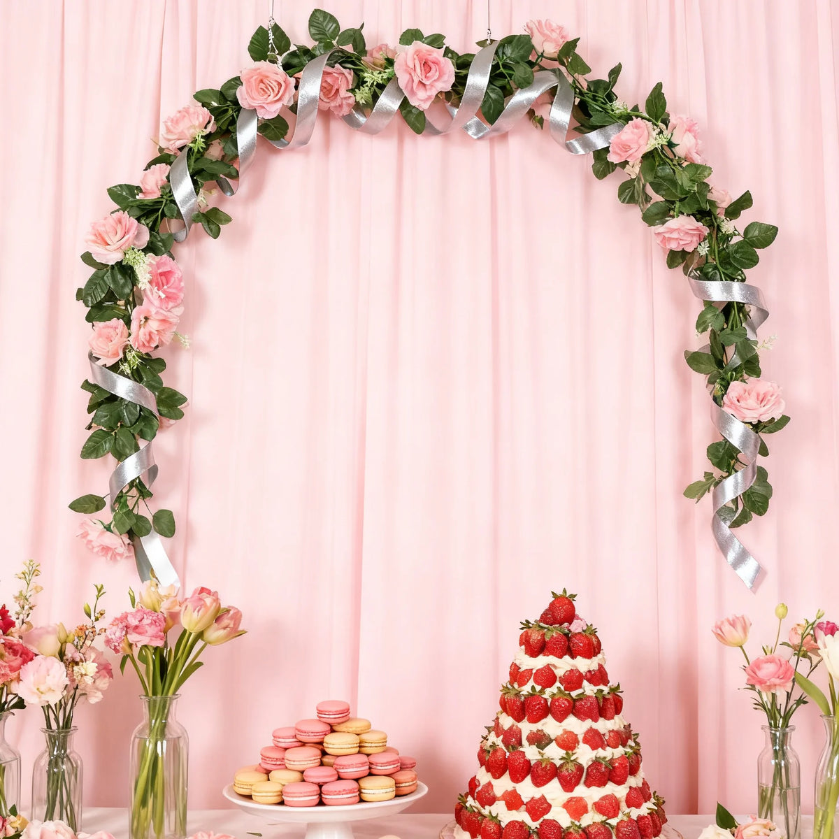 Artificial Rose Vine Garland 220cm – Silk Flower Wall Décor Artificial Flower Garland Babs