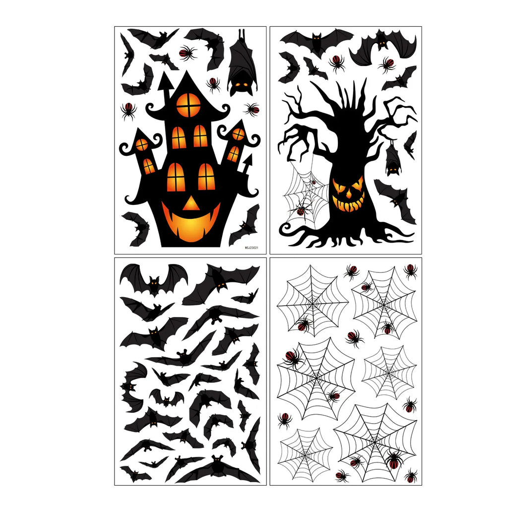 Halloween Static Cling Window Stickers – Ghost, Bat & House Halloween Window Clings Babs