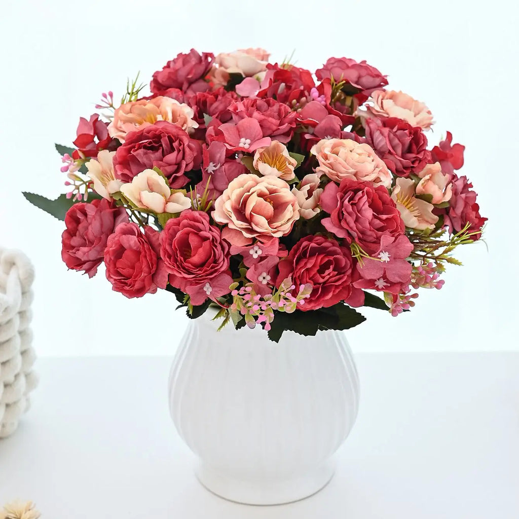 Artificial Silk Peony Rose Bouquet – Wedding & Home Decor Artificial Flower Bouquet Babs