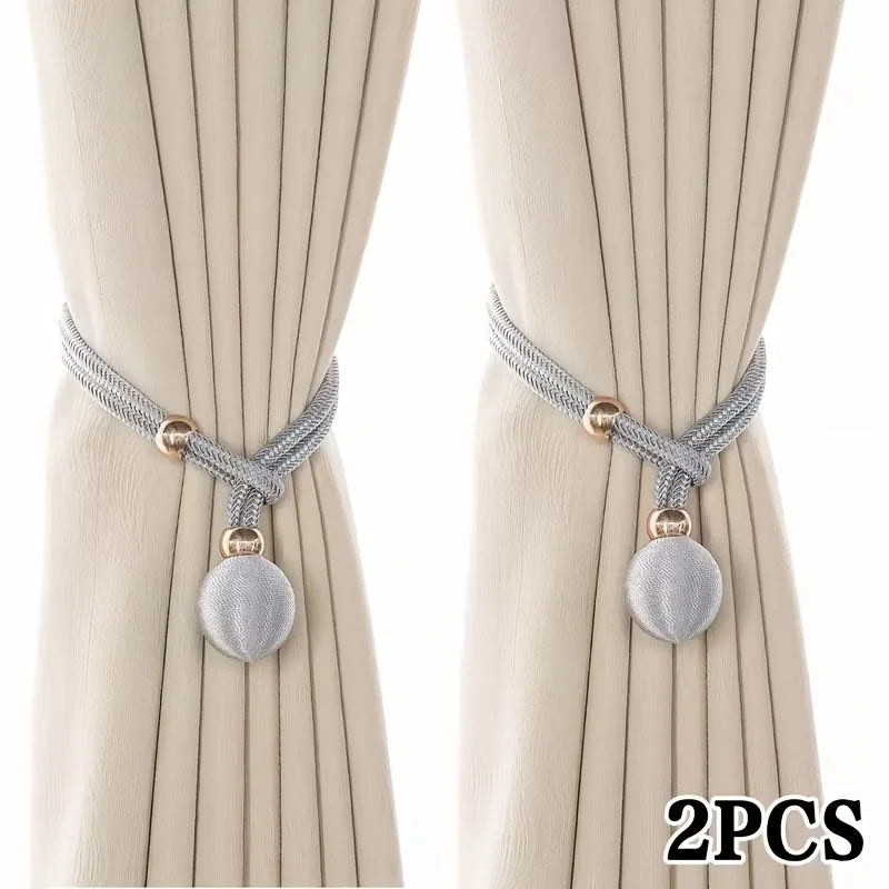2-Pack French Round Curtain Tie Backs – Adjustable, No Drilling Curtain Tie Backs Babs grey