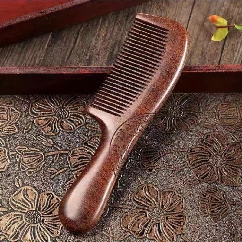 Vintage Sandalwood Double-Sided Comb – Detangle & Style Hair Styling Comb Babs