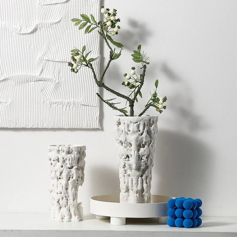 Modern Irregular Ceramic Vase – Luxury White Table Décor Decorative Ceramic Vase Babs