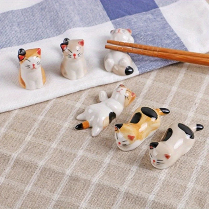 Set of 6 Ceramic Cat Utensil Rests – Chopstick & Spoon Holder Ceramic Utensil Rest Babs