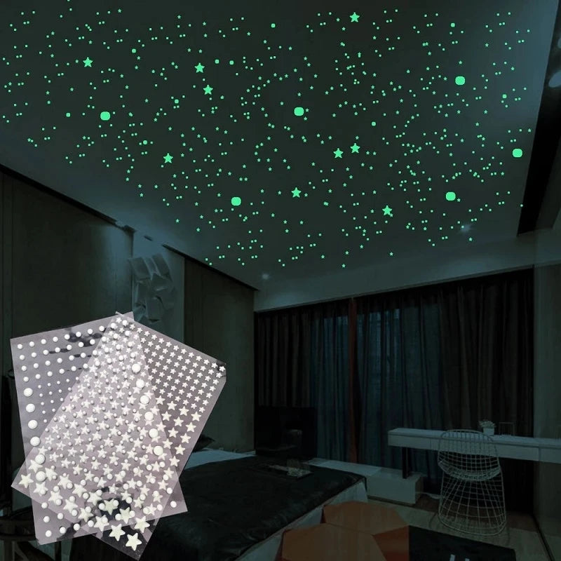 Glow in the Dark 3D Star & Dot Wall Stickers for Kids Room Wall Decal Stickers Babs