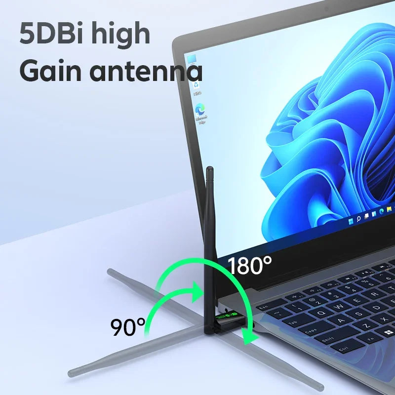 KEBIDUMEI WiFi 6 USB Adapter 900Mbps Bluetooth 5.4 Dual Band WiFi USB Adapter Babs