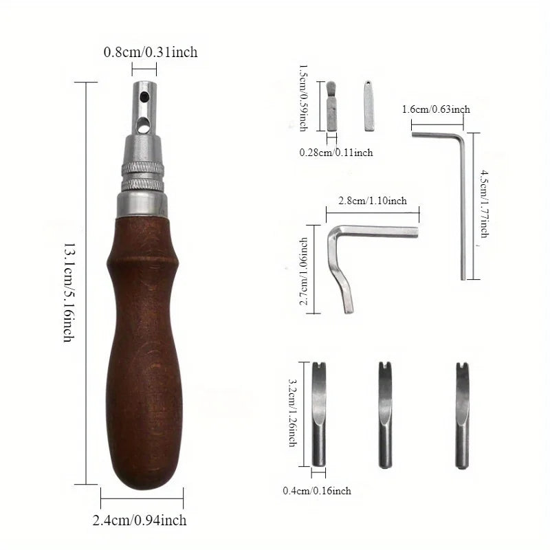 7-in-1 Leather Edge Tool Set – Groover, Creaser & Slotter Leather Craft Tool Set Babs