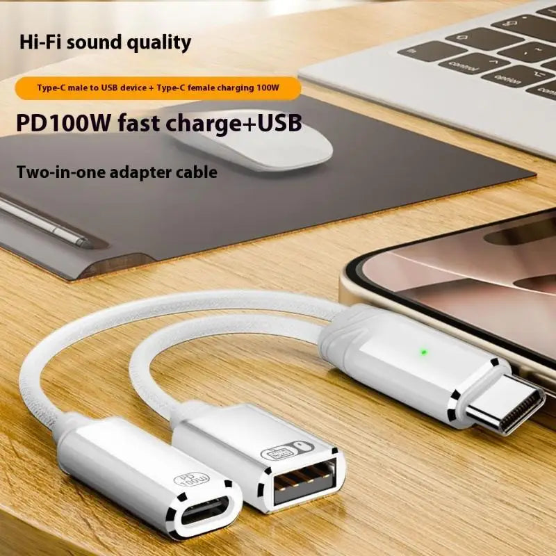 2-in-1 USB-C Splitter – Dual Audio & PD 100W Fast Charger USB-C Adapter Babs