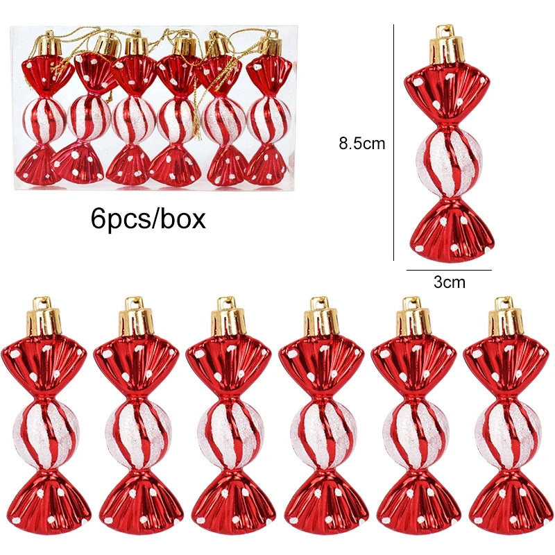 6-Piece Christmas Candy Tree Ornaments Set – Holiday Pendants Christmas Tree Ornaments Babs E