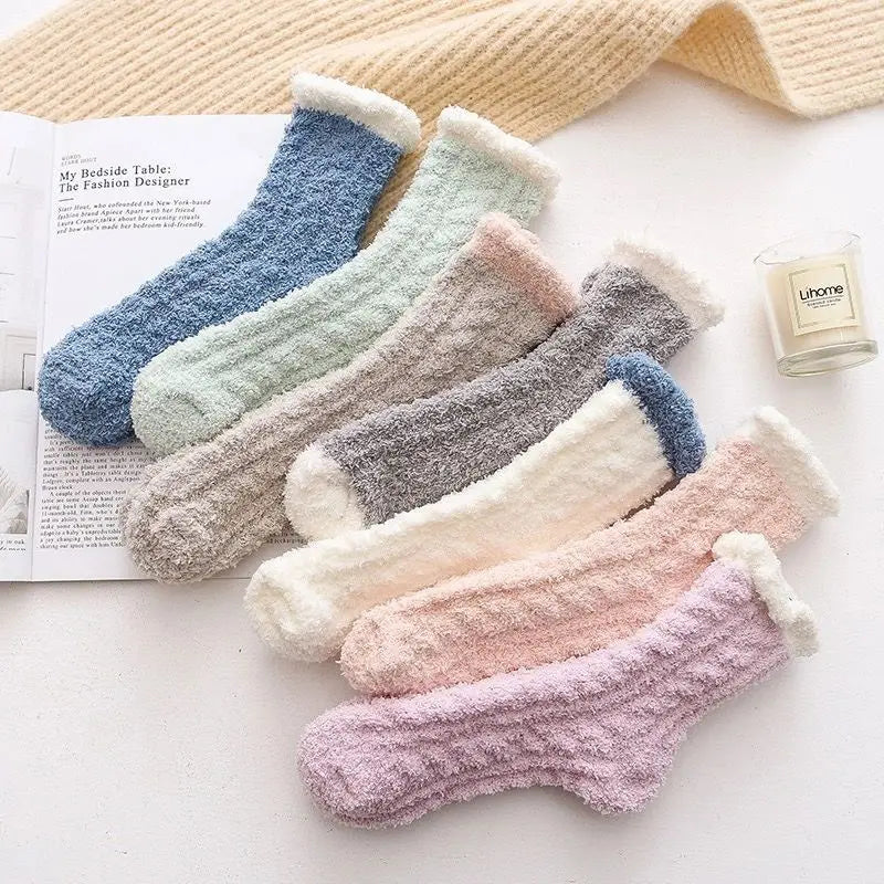 Women's Coral Fleece Thermal Socks – Non-Slip Winter Booties Thermal Fleece Socks Babs