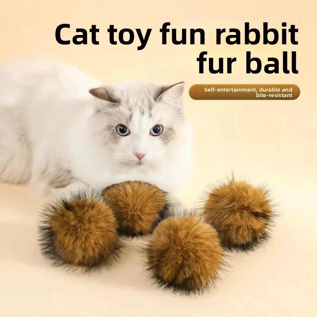 Natural Rabbit Fur Cat Toy Balls – Quiet Indoor Cat Toys Cat Toy Balls Babs