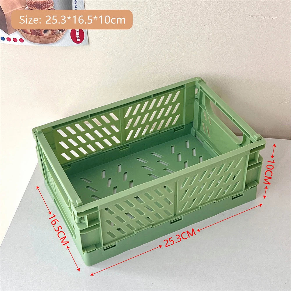 Foldable Storage Basket – Multi-Use Collapsible PP Plastic Crate Foldable Storage Basket Babs Green 25cm