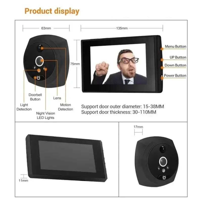 Digital Video Peephole Camera 4.3" Monitor & Motion Detection Video Peephole Camera Babs