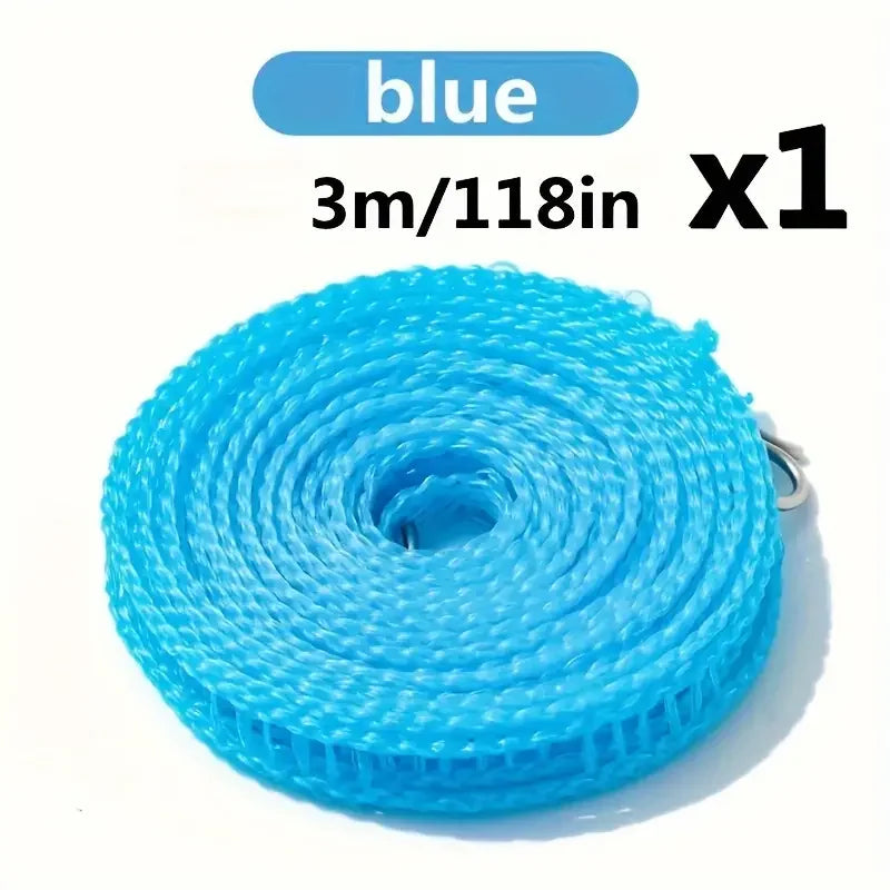 Portable Nylon Travel Clothesline – Anti-Slip & Windproof, 3m Travel Clothesline Babs Blue3M