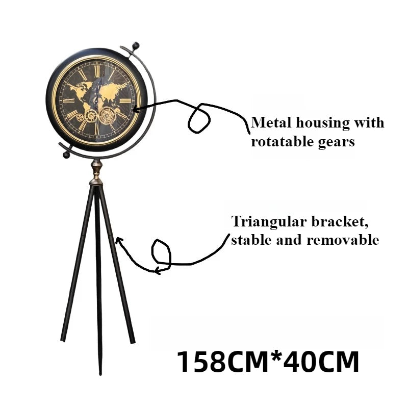 Vintage Retro Floor Clock | Silent Quartz Mechanical Gear Décor Decorative Floor Clock Babs