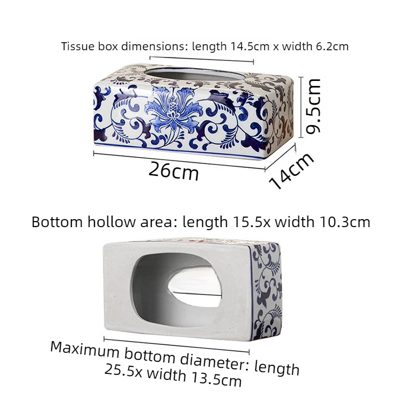 Ceramic Tissue Box | Luxury Rectangular Porcelain Napkin Holder Ceramic Tissue Holder Babs 26X14X9.5CM