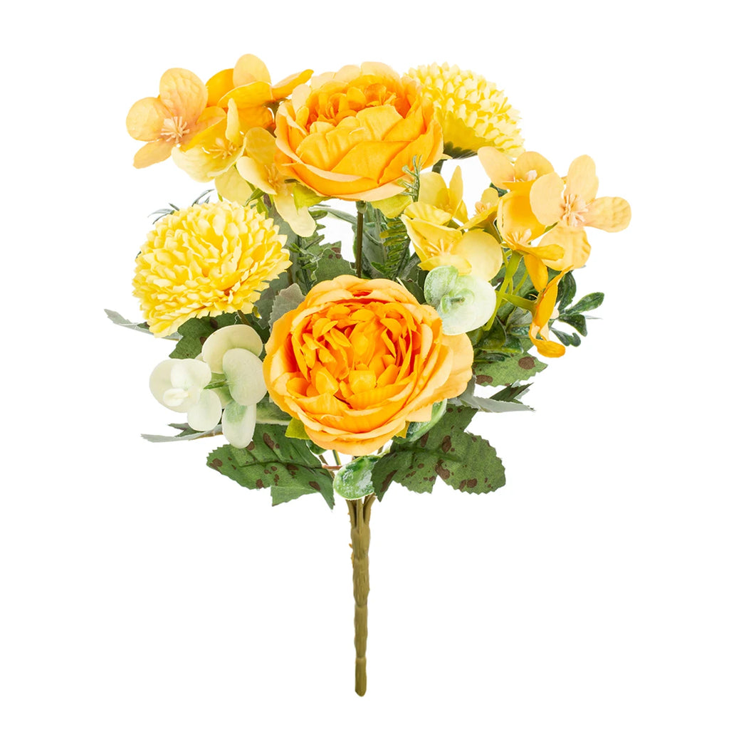 Silk Peony Ball Artificial Flower Bouquet – Wedding & Home Décor Artificial Flower Bouquet Babs YELLOW 1 pc