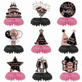 9-Piece 3D Birthday Paper Honeycomb Decorations Party Set Party Honeycomb Decor Babs Pink
