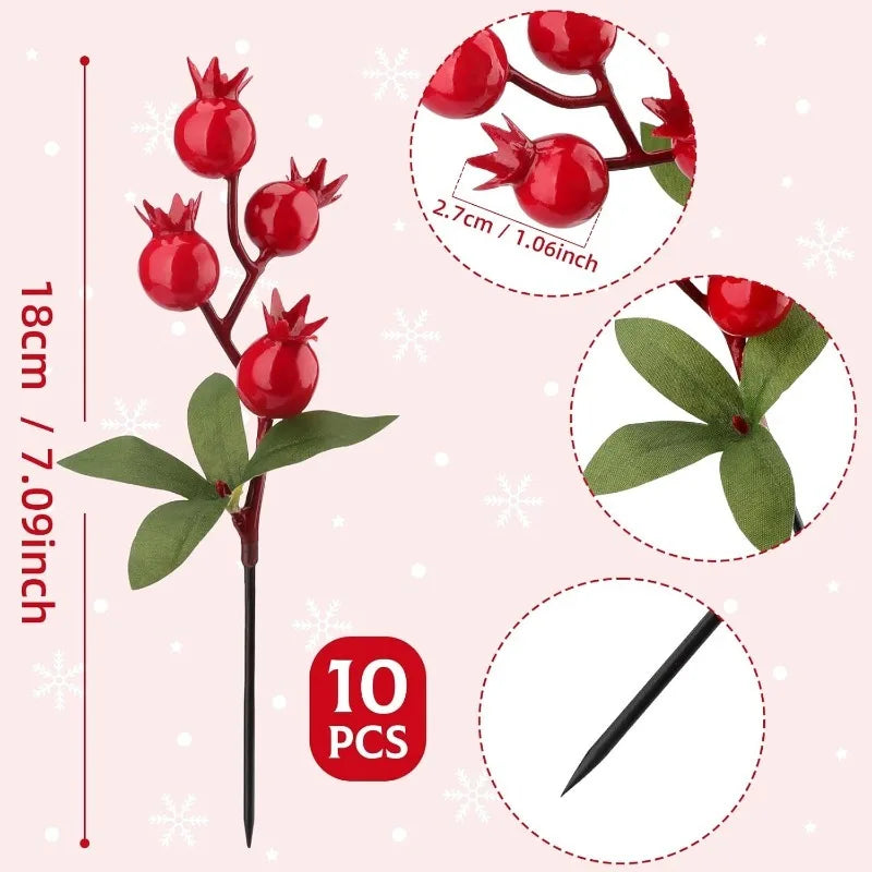 10 Pcs Foam Red Berry Bouquet – Christmas Artificial Flowers Artificial Flower Stems Babs