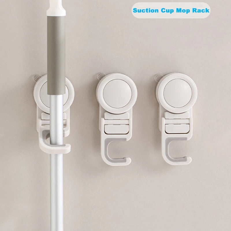 Suction Cup Mop & Broom Holder Wall Mount Rack Organizer Wall Mount Organizer Babs