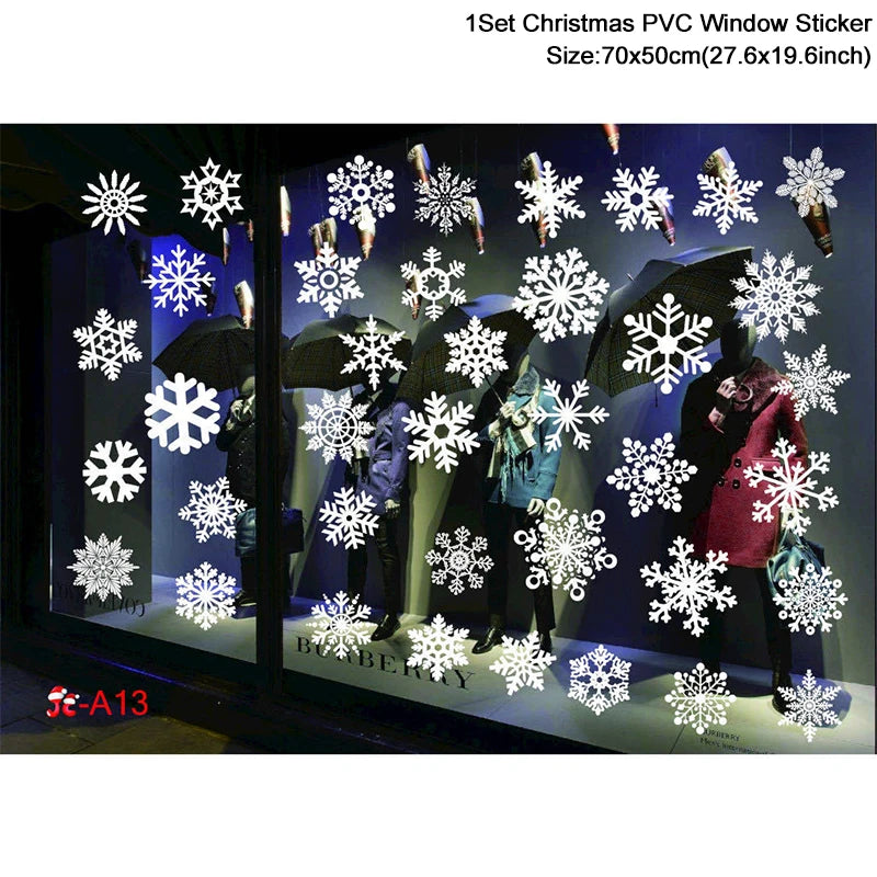 Christmas Window Stickers – Santa & Snowflake DIY Wall Decals Holiday Wall Decals Babs Set25
