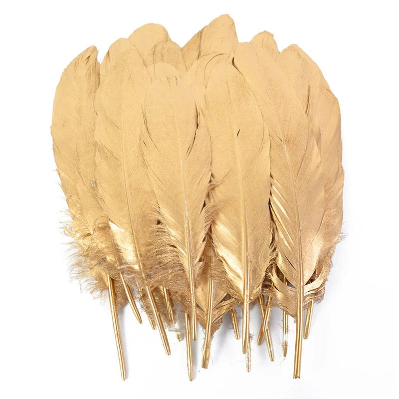 Gold Dipped Goose Feathers – Wedding & DIY Décor (10/20 Pcs) Decorative Craft Feathers Babs